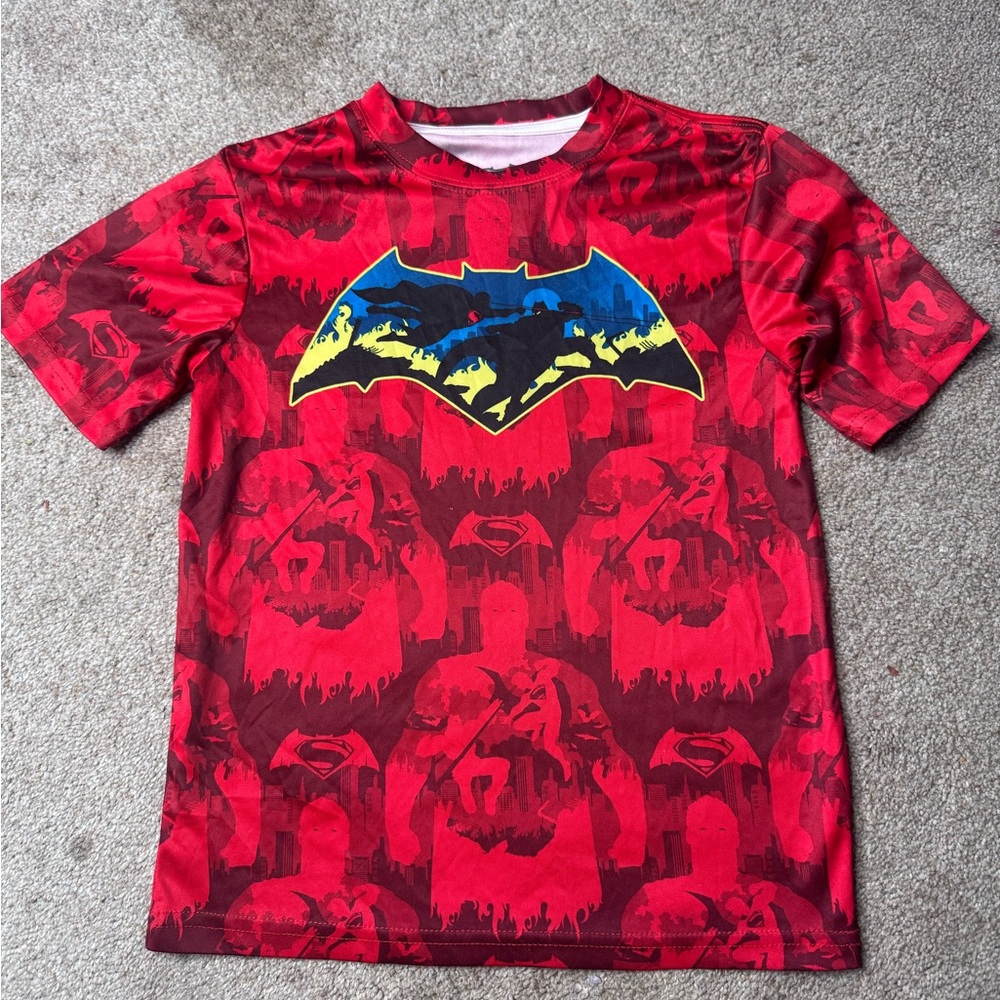 DC Comics Red and Black Batman v Superman Logo Tee